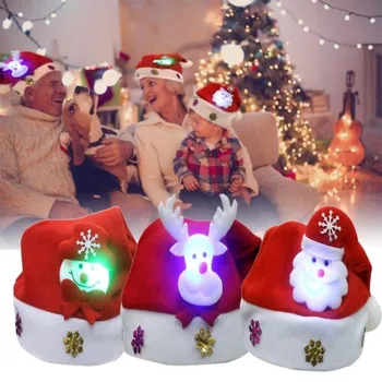 Noi Craciun Fericit Adult Copil LED Lumina Cap Moș Crăciun, om de Zăpadă Elan Copii Pălărie de Crăciun Cadou *