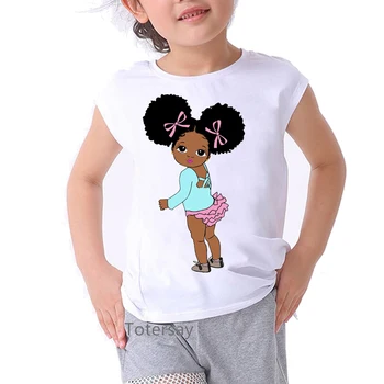 Fete kawaii melanina fete tricou Africa fete haine toddler copii t-shirt vara maneca scurta alb tricou Bretele topuri