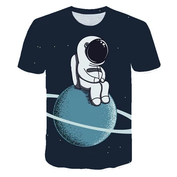 3D T-shirt Psihedelice Astronaut Imprimare tricou Baieti Vara Hip Hop T-shirt pentru Copii Tricou Maneca Scurta Brand de Moda T-shirt