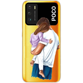Pentru Xiaomi Poco M3 Caz Silicon Moale Mama și Fiica Clar Shell Cazuri de Telefon 6.53 inch Full de protecție a Barei de protecție Murdăria rezistentă la
