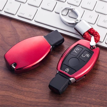 TPU moale Cheia de la Mașină Caz Acoperire Coajă Fob Pentru Mercedes Benz Accesorii W204 W203 W205 W210 W211 W202 Mână-țesute Keychain Keyring