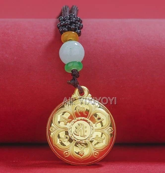 Frumos Alb Natural HeTian Jade + Aur Masiv Încrustat Chineză Dragon Phoenix Norocos Amuleta Pandantiv Colier Farmec Bijuterii Cadou