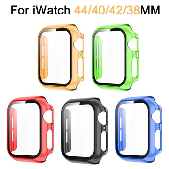 Pentru Apple Watch 6 Caz 44/40mm 42/38mm PC+Sticla Capac Transparent de Înaltă Definiție Bara de protecție de Protecție pentru iWatch Serie SE/5/4/3/2