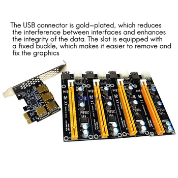 PCI-E 1 la 4 USB3.0 Card de Expansiune+4XPCIE 1X la 16X 6pini Imagine Card de Extensie Cablu Adaptor Set de Carte pentru BTC Mining
