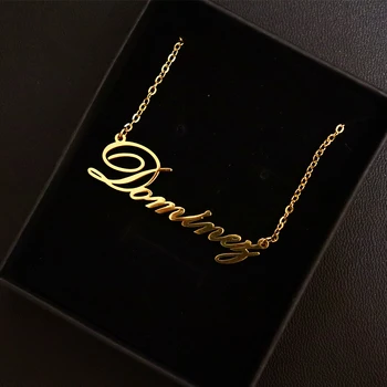D&Z Moda Personalizate Din Oțel Inoxidabil Numele Colier Scrisoare Personalizata De Aur Cravată Colier Pandantiv Plăcuța Cadou