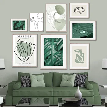 Monstera Frunze Abstract Matisse Fata Linie Arta De Perete Panza Pictura Nordică Postere Si Printuri Poze De Perete Pentru Living Decorul Camerei