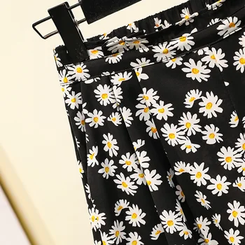 Daisy Șifon Florale Largi Picior Plus Dimensiune 5Xl Mare Moda Zevity de Bază Talie Mare Vara pentru Femei Imbracaminte Casual pantaloni Scurți 2021