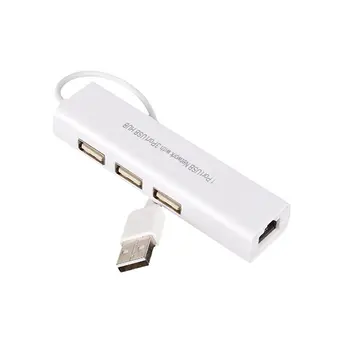 Profesionale USB la RJ45 3 Porturi USB 2.0, Ethernet RJ45 LAN cu Fir placa de Rețea Hub Adaptor pentru Mac pentru Android 802.11 n Externă