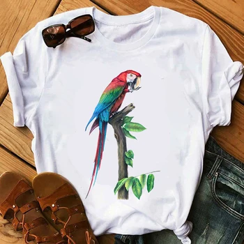 Harajuku Cockatiels Papagal de Imprimare T-shirt femei de Vară de Desene animate Amuzant Tricou Lady Casual cu mâneci Scurte, Haine de sex Feminin