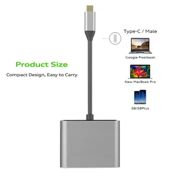 C USB convertor adaptor de tip c compatibil HDMI / USB 3.0 / Tip C de aluminiu adaptor de tip C pentru Apple Macbook