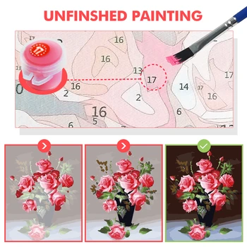 HUACAN de Colorat De Numărul de Flori de Trandafir Kituri de Acasă Decorare Poze Tablou De Numărul Bujor HandPainted Art Cadou