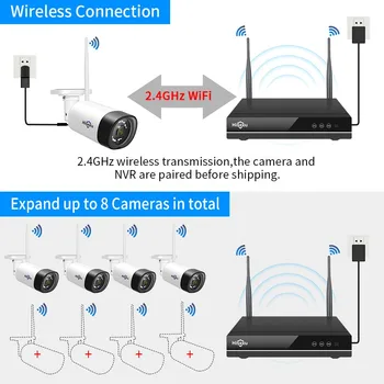 8CH 3MP Pixeli Wireless Camera de Supraveghere Doua Modalitate Sistemul CCTV 1080P NVR WiFi IP aparat de Fotografiat Impermeabil de Securitate Video Monitor LCD