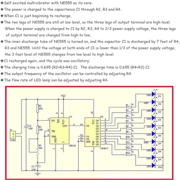 NE555+CD4017 Funcționare Lumină LED-uri Electronice de Producție Suite Placa de Control a Modulului de Condensator Oscilator de Ceas Siganal DIY Kit