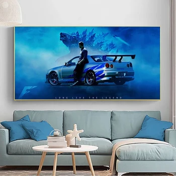 Panza Pictura Postere pe Perete Imagini de Artă pentru Living Modern, Masina Nissan Skyline și Printuri GTR R34 Decor Acasă
