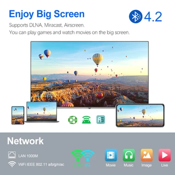 Smart TV Box pentru Android 9.0 4GB RAM 32GB ROM S905X3 Quad Core ARM Cortex-A55 PROCESOR 1.9 GhZ Suport 8K Bluetooth Media Player Cutie