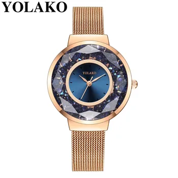 YOLAKO de Lux Femei a Crescut de Aur Ceasuri Minimalism cristal de Cuarț Moda Casual sex Feminin Ceas zegarek damski reloj mujer