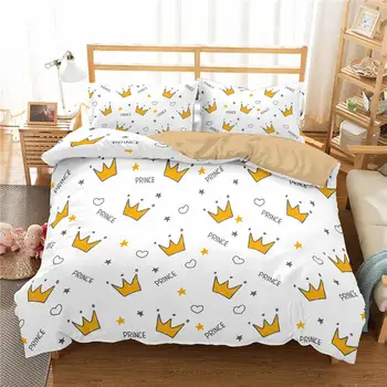 2021 Coroana Model de Set de lenjerie de Pat Printesa Fata de Plapuma de Imprimare Mângâietor Seturi de lenjerie de pat cu Pernă Regele Regina Lenjerie de pat