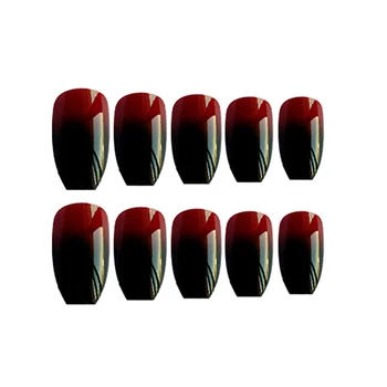 24buc/Set Moda Terminat Sicriu Unghii False Amestecat Rosu Negru Gradient de Unghii False cu Lipici Complet Unghii Artificiale Decal Arta Sfaturi
