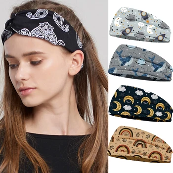 Întinde Moda print Floral pentru Femei Sport Yoga Bentita Vintage Hairband Fete Pălării Leopard Eșarfă Rula Bandaj de Păr Accessori