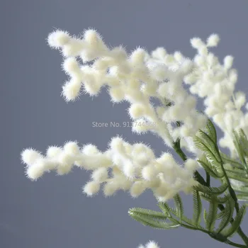 Mătase artificială Copac Floare Flocking Salcam Singură Sucursală Multi-ramificat Pol Lung de Pluș Salcam Acasă Decorare Flori Artificiale