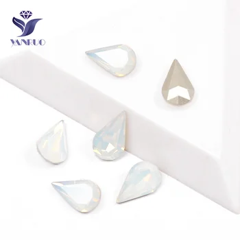 YANRUO 4300 Pere Picătură Alb Opal Strass Diamante de Cristal Meșteșug Știfturi Pentru Pietre de Cusut Manual Bijuterii din Sticlă Decor