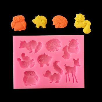 Silicon de Desene animate de Animale Fondante Mucegai 3D DIY Sapun Matrite Tort Mucegai de Patiserie, Cookie Zahăr Ambarcațiunile de Ciocolata Instrument de Copt