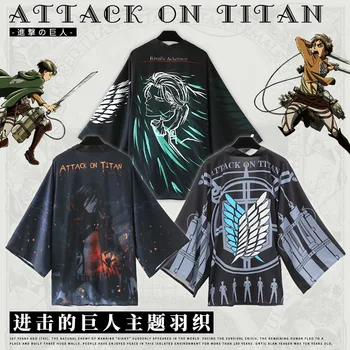 Atac pe Titan Tema Mikasa Levi Ackerman Yukata Kimono Mantie Sleepwear Anime Unisex Haori Cardigan Strat Halat de baie Topuri Cosplay