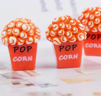 10buc/lot in Miniatura Alimente Kawaii Rășină Popcorn Cabochon Pentru Breloc Cercel Scrapbooking Ambarcațiuni DIY Favoarea Înfrumusețarea
