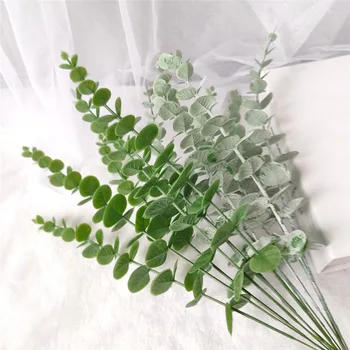 Plastice artificiale, plante frunze de copac verde eucalipt ramură pentru gradina decor nunta faux fals frunze decor de crăciun