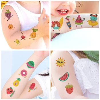 10 Foi Impermeabile Fructe Sclipici Tatuaj Autocolante De Desene Animate Drăguț Confruntă Copiii Corp Tatuaje Temporare Partid Cadou