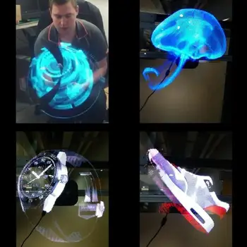 AC 100-240V Plug-In 3D Proiector Holograma Lumina de Publicitate de Afișare LED Fan Holografic Lampa de la Distanță Holograma 3D Fan