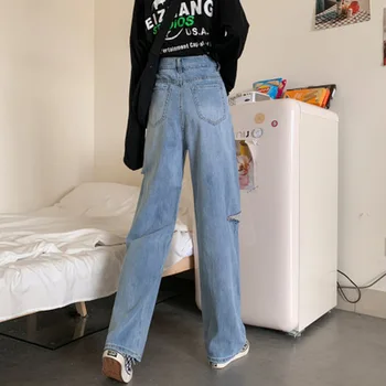 Femei Blugi cu Talie Înaltă Largi Picior Denim Pantaloni sex Feminin Streetwear Y2K Mama a Rupt Blugi Prietenul Harajuku Jos Pantaloni Casual 2021