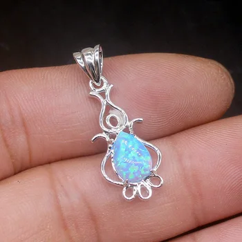 Gemstonefactory Bijuterii De Mare De Promovare Argint 925 Mistică Unic Opal Albastru Perfect Femei Doamnelor Cadouri Colier Pandantiv 1193