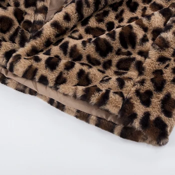 2021 Moda Leopard Femei Faux Blana Haina De Lux, Blana Lunga Palton Liber Rever Gros Cald Uza Plus Dimensiune Haine De Sex Feminin