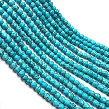 Naturale Albastru Turcoaz Rotund cu Secțiunea în Formă de Margele Vrac 4, 6, 8 și 10 mm pentru a Face Bijuterii DIY Colier Brățară Accesorii