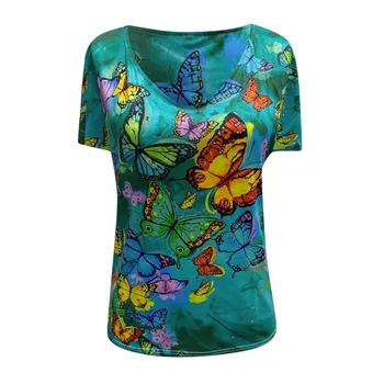 3D Gradient Peisaj Imprimare Tricouri Femei Bluza de Vară 2021 V-Neck Pulover Tops Marimi Mari Femei Casual, Camasi cu Maneca Scurta