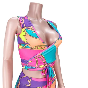ANJAMANOR Imprimare Geometrice 2 Piese Fusta Set Sexy Bodycon Rochie de Costume de Club Tinutele de Vara pentru Femei 2021 Seturi de Potrivire D74-CF24