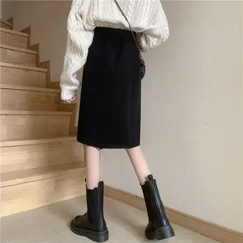 Neregulate Fuste Femei coreeană Stil Chic Partea de fantă Grosime All-meci Slim Faldas Mujer Ulzzang Elegante de Primavara Toamna de Agrement Confortabil