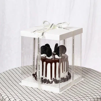 Tort pătrat Cutie Copil de Naștere Tort de Ambalare Cadou Jucărie a crescut urs floare cutie de cadou ambalaj Transparent cutie de Valentine cake box