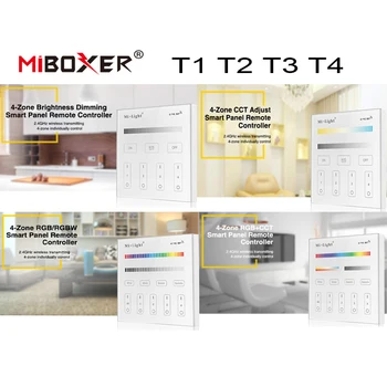 Miboxer T1/T2/T3/T4 Luminozitate/TVC/RGB/RGBW/RGB+CCT Smart Panel Telecomanda Banda LED RGB Controller Dimmer 4-Zone Wireless de 2.4 GHz