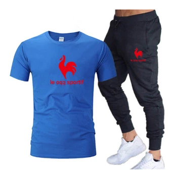 Men ' s T-Shirt Și Pantaloni Set Casual Două Bucata Trening Sport Sport Respirabil 2021 Moda de Vara Noi de zi cu Zi Costum de Funcționare