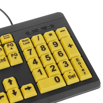 Picătură cu Ridicata USB Tastatura cu Fir Negru Mare Scrisoare de Imprimare Galben Butonul de pe Tastatură Pentru persoane în Vârstă și Low Vision