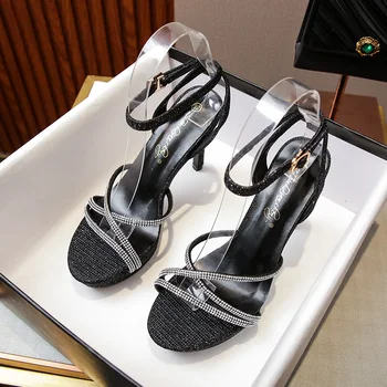 Platforma strappy sandale femei elegante vara pantofi de nunta pentru femei stras sandale femei pompe de 10cm platforma tocuri sandale