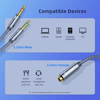 Essager Căști Audio Splitter-ul de 3.5 mm de sex Feminin la 2 Jack de 3,5 mm de sex Masculin Cablu Aux Pentru Calculator Difuzor Microfon Y Splitter Adaptor pentru PC