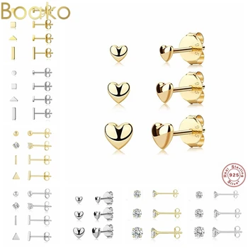 BOAKO 3Pcs/Set Geometrie Stud Cercei pentru Femeile Stele Mici Rotunde Cercei Piercing S925 Argint 2021 Tendință de Bijuterii