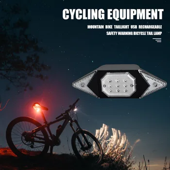 USB Reîncărcabilă Biciclete Lumina de Semnalizare Bicicleta din Spate Lampă cu LED-uri de Avertizare Stop w/ Controller Wireless Ciclism, Echipament de Echitatie