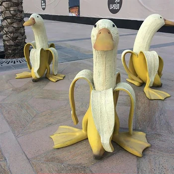 NOUA Artă Creativă Banana Rață Figurine de Gradina de Decorare Curte în aer liber Animale Statuie masina de pe Desktop Peisaj Ornamente