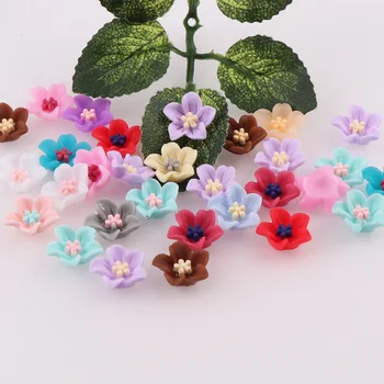 50Pcs Mix Color 3D Dublu Rășină Floare de Unghii Farmece Design de Bijuterii, Decoratiuni Pentru Unghii Stud DIY Lipici Unghii Autocolante
