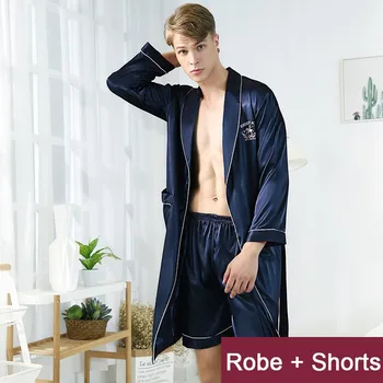 Oamenii Set Halat Satin Liber Kimono-Halat De Baie Rochie Sexy Cu Maneci Lungi De Toamnă Pijamale Cămașă De Noapte Mirele De Mireasa Lenjerie Intima