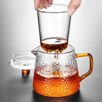 BORREY Ceainic de Sticlă de Borosilicat Rezistent la Căldură Ceainic de Sticlă Aragaz Flori Puer Fierbător Chineză Kung Fu Set de Ceai Cu Filtru